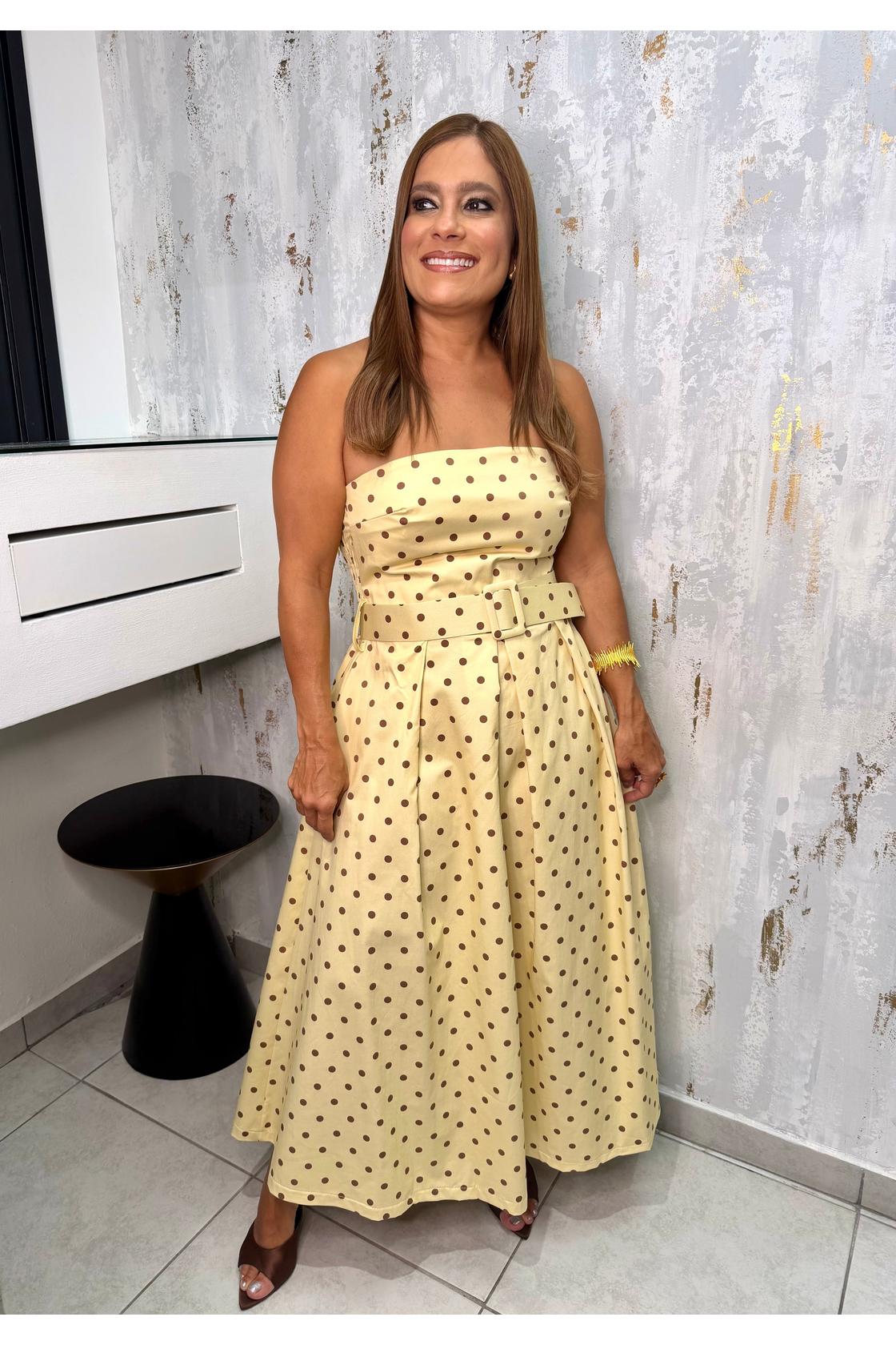 Strapless Polka Dots Midi dress